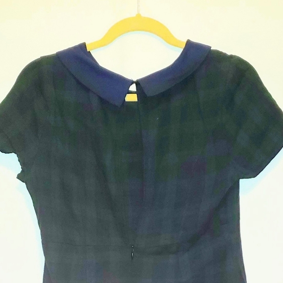 Open back Short dark checkered collared dress - Picture 3 of 3